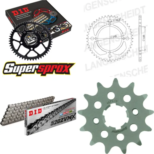 Chain Kit - Steel - for: YAMAHA XV125 Virago 97-99 13-47-114 DID520ZVM-X endless