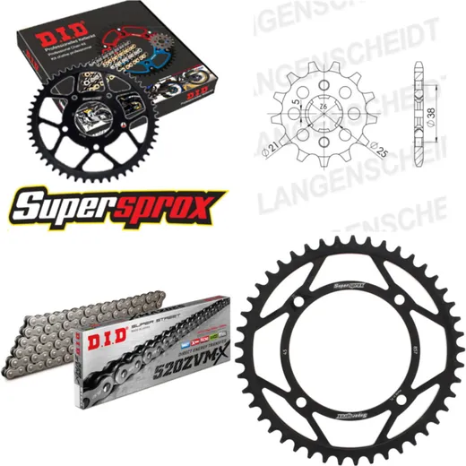Chain Kit - Steel - for: YAMAHA XV125 Virago 103km/h 97-99 14-45-114 DID520ZVM-X endless