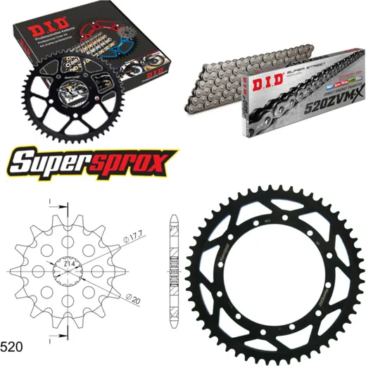Chain Kit - Steel - for: YAMAHA WR200 R 91-97 13-52-116 DID520ZVM-X rivet