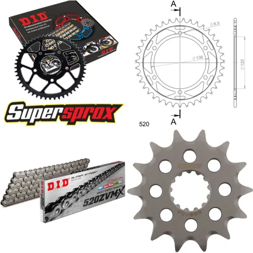 Chain Kit - Steel - for: YAMAHA TDR250 88-90 14-45-108 DID520ZVM-X endless