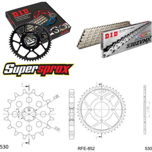 Chain Kit - Steel - for: YAMAHA RD250 LC 80-83 16-41-102 DID530ZVM-X(S&S) endless