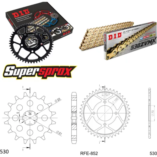 Chain Kit - Steel - for: YAMAHA RD250 LC 80-83 16-41-102 DID530ZVM-X(G&G) rivet
