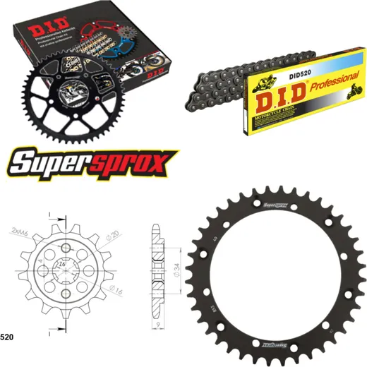 Chain Kit - Steel - for: YAMAHA YFS200 Blaster 88-06 13-40-092 DID520 Clip