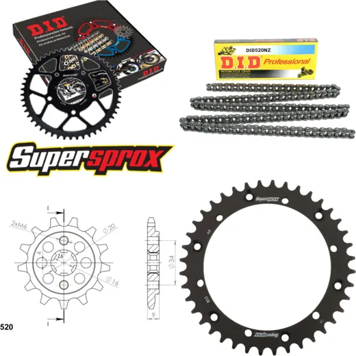 Chain Kit - Steel - for: YAMAHA YFS200 Blaster 88-06 13-40-092 DID520NZ Clip
