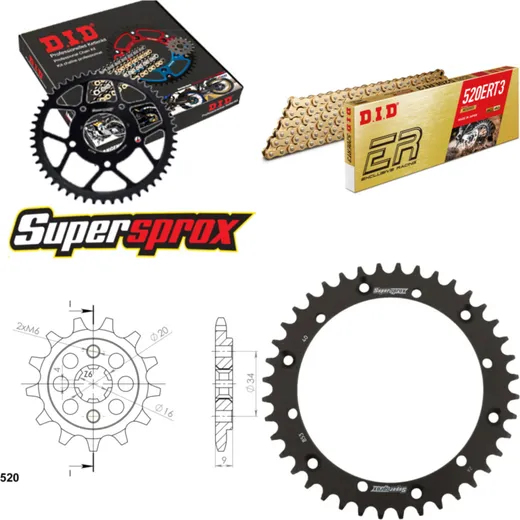Chain Kit - Steel - for: YAMAHA YFS200 Blaster 88-06 13-40-092 DID520ERT2(G&G) Clip