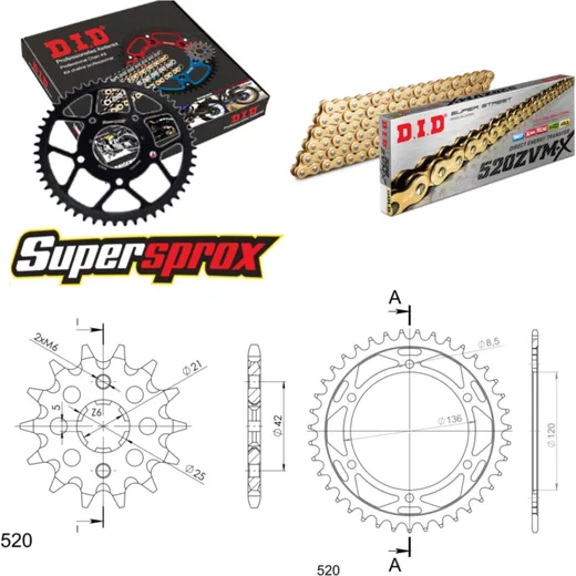 Chain Kit - Steel - for: YAMAHA RD350 LC /YPVS 83-90 17-39-106 DID520ZVM-X(G&G) endless