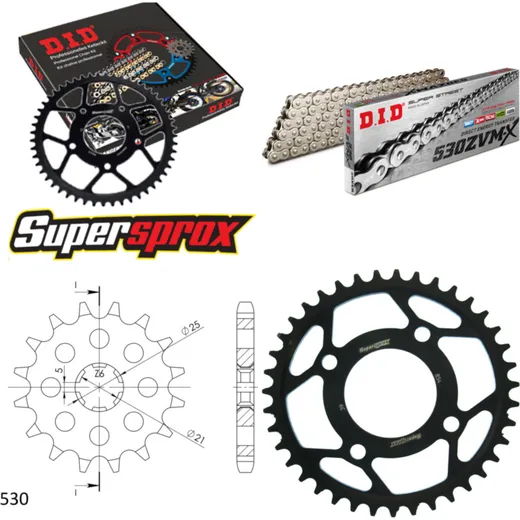 Chain Kit - Steel - for: YAMAHA XS360 77-79 15-39-100 DID530ZVM-X(S&S) rivet