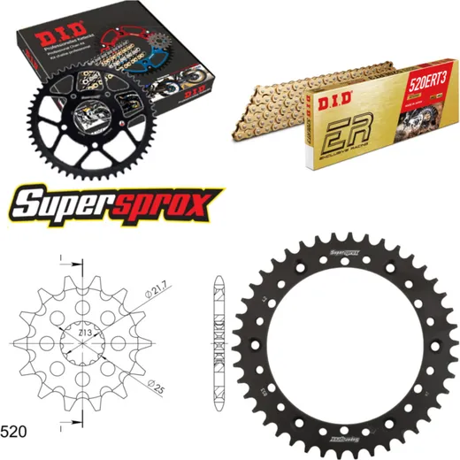 Chain Kit - Steel - for: YAMAHA XT500 76-89 16-42-100 DID520ERT2(G&G) Clip