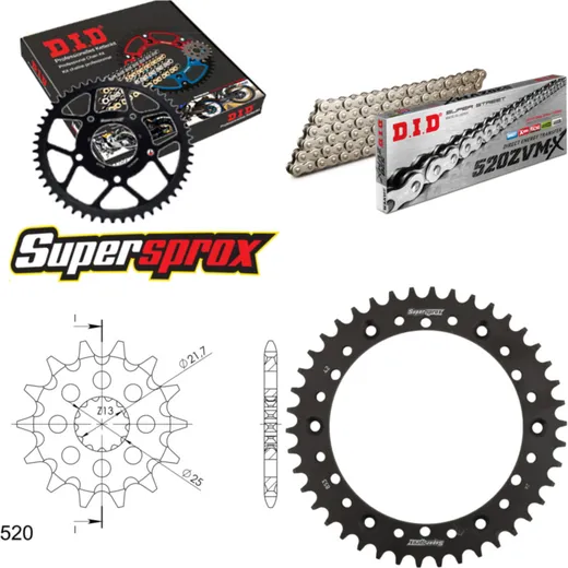 Chain Kit - Steel - for: YAMAHA XT500 76-89 16-42-100 DID520ZVM-X(S&S) rivet