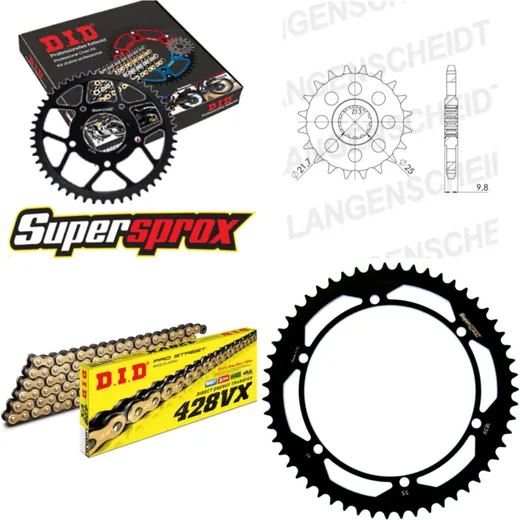 Chain Kit - Steel - for: YAMAHA SR500 91-91/SR500 Trommelbrem 20-55-130 DID428VX(G&B) endless