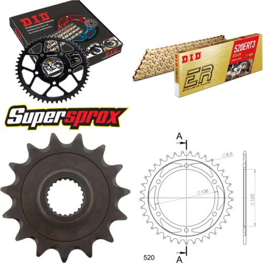 Chain Kit - Steel - for: YAMAHA SRX600 87-90 15-37-104 DID520ERT2(G&G) Clip