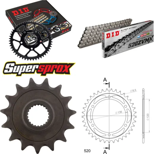Chain Kit - Steel - for: YAMAHA SRX600 87-90 15-37-104 DID520ZVM-X endless