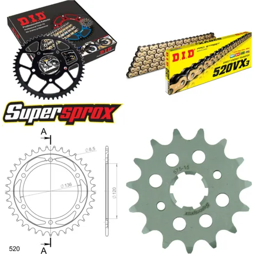 Chain Kit - Steel - for: YAMAHA SRX600 86-86 15-37-104 DID520VX3(G&B) Clip