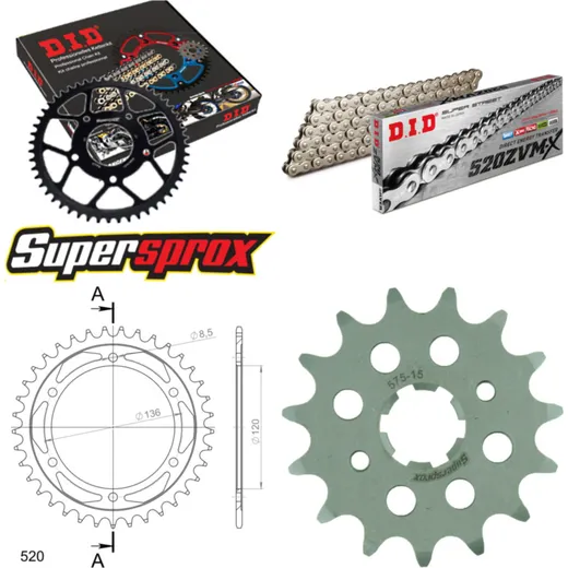 Chain Kit - Steel - for: YAMAHA SRX600 86-86 15-37-104 DID520ZVM-X(S&S) rivet