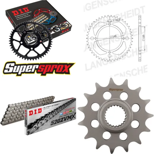 Chain Kit - Steel - for: YAMAHA XT600 45-PS 87-89/XT600 K 90 15-39-102 DID520ZVM-X rivet