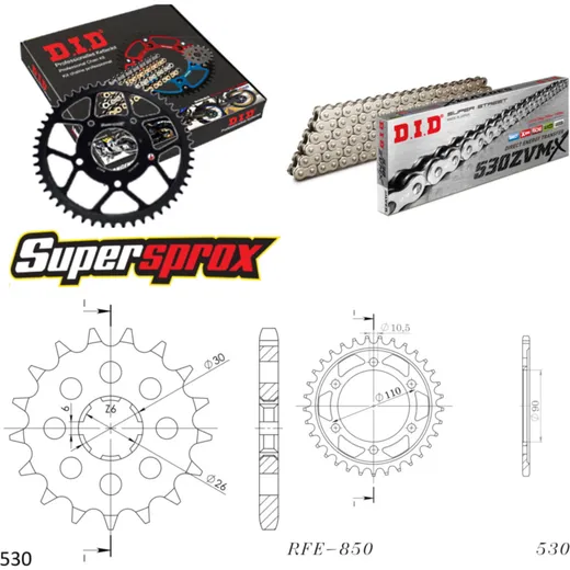 Chain Kit - Steel - for: YAMAHA XS650 73-76/XS650 /SE 77-84 17-33-104 DID530ZVM-X(S&S) rivet
