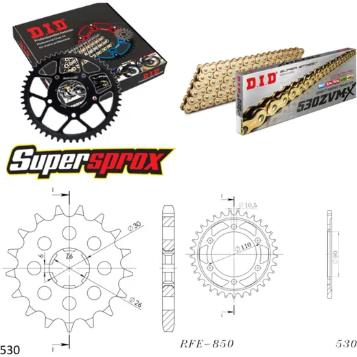 Chain Kit - Steel - for: YAMAHA XS650 73-76/XS650 /SE 77-84 17-33-104 DID530ZVM-X(G&G) endless