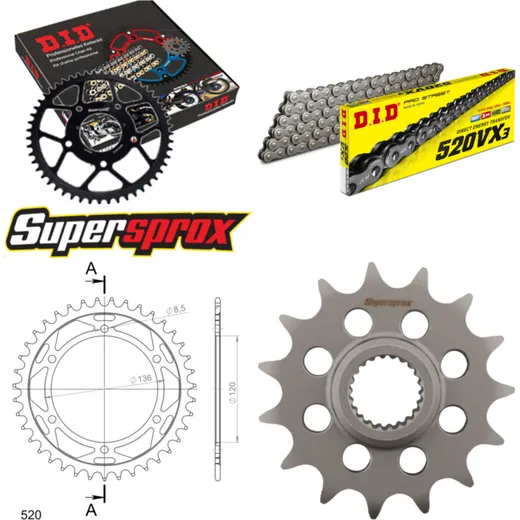 Chain Kit - Steel - for: YAMAHA SZR660 94-98 15-39-110 DID520VX3 endless