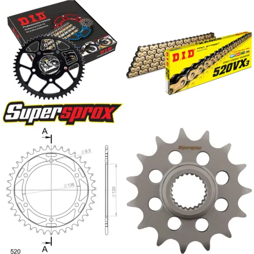 Chain Kit - Steel - for: YAMAHA SZR660 94-98 15-39-110 DID520VX3(G&B) endless