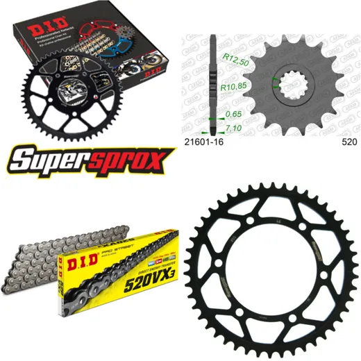 Chain Kit - Steel - for: YAMAHA XTZ Super Tenere 89-98 16-46-112 DID520VX3 Clip
