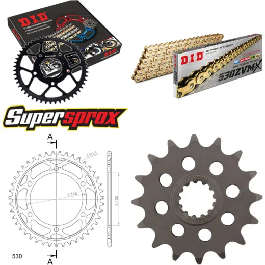 Chain Kit - Steel - for: YAMAHA FZ750 87-90 16-43-110 DID530ZVM-X(G&G) rivet