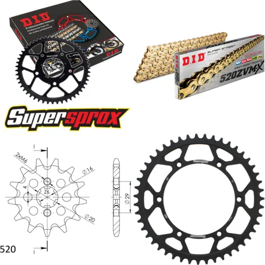 Chain Kit - Steel - for: KAWASAKI KX125 86-89 12-47-112 DID520ZVM-X(G&G) rivet