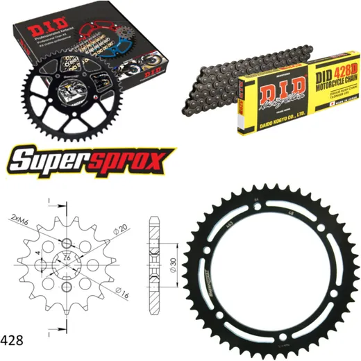 Chain Kit - Steel - for: KAWASAKI KMX125 [DE] 86-95/KMX125 [FR 16-48-126 DID428D Clip