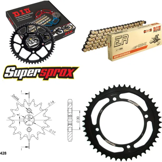 Chain Kit - Steel - for: KAWASAKI KLX125 C 12-14 14-47-124 DID428NZ(G&B) Clip