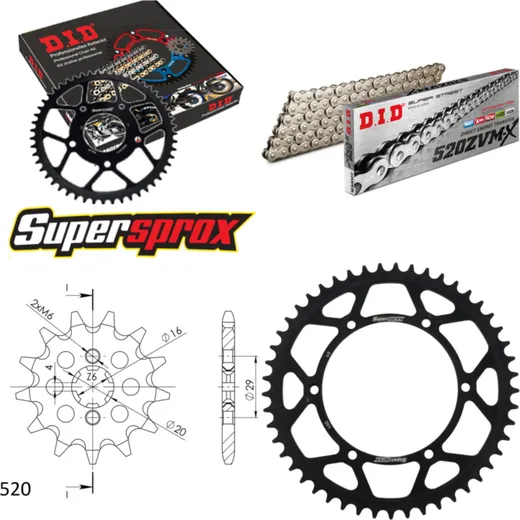 Chain Kit - Steel - for: KAWASAKI KX125 92-93 12-49-112 DID520ZVM-X(S&S) endless