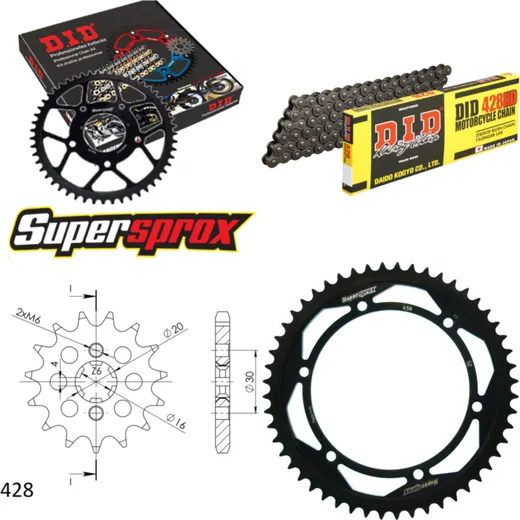 Chain Kit - Steel - for: KAWASAKI KDX125 91-91 15-52-132 DID428HD Clip