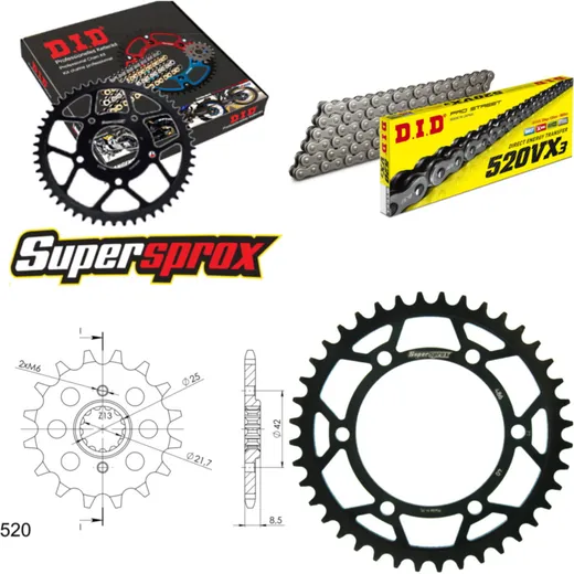 Chain Kit - Steel - for: KAWASAKI EL252 F Eliminator 97-03 14-40-112 DID520VX3 Clip