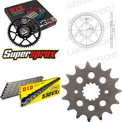 Chain Kit - Steel - for: KAWASAKI Z250 A 81-82/Z250 J 81-82 15-35-098 DID530VX3 rivet