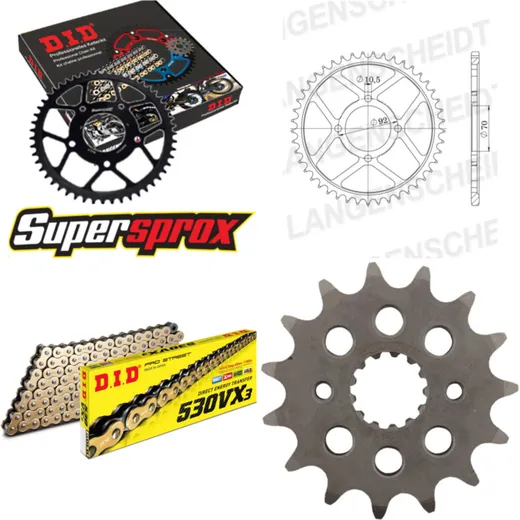 Chain Kit - Steel - for: KAWASAKI Z250 A 81-82/Z250 J 81-82 15-35-098 DID530VX3(G&B) rivet