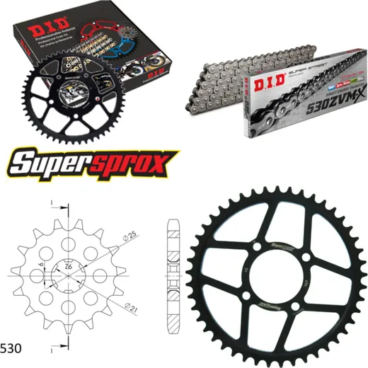Chain Kit - Steel - for: KAWASAKI Z400 B 78-79/Z400 G 79-79/Z4 15-45-100 DID530ZVM-X endless