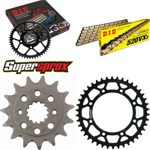 Chain Kit - Steel - for: KAWASAKI KLR650 95-04 15-42-106 DID520VX3(G&B) endless