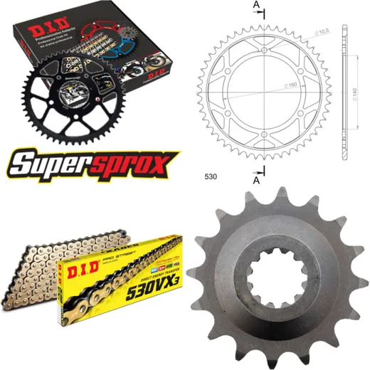 Chain Kit - Steel - for: KAWASAKI GPZ750R 85-90 16-49-112 DID530VX3(G&B) rivet