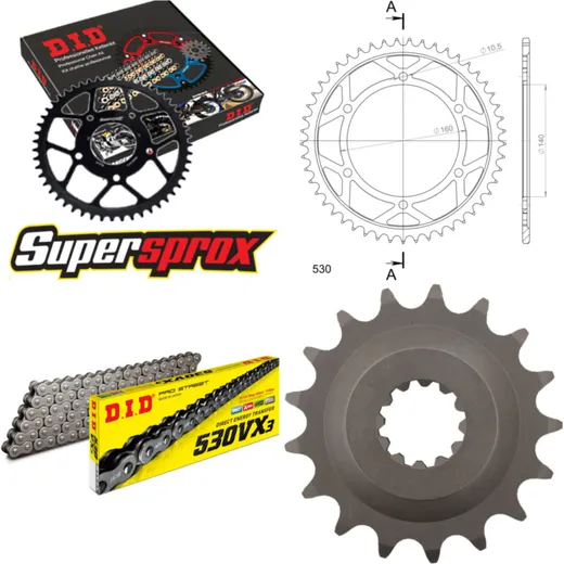 Chain Kit - Steel - for: KAWASAKI GPZ900 R 84-89 17-49-112 DID530VX3 rivet