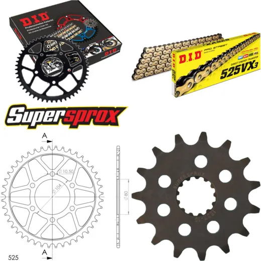 Chain Kit - Steel - for: KAWASAKI Z900 ABS 17- 15-44-114 DID525VX3(G&B) rivet