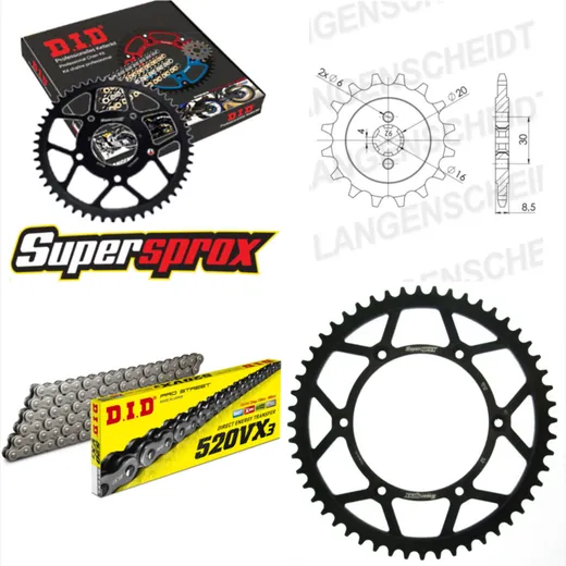 Chain Kit - Steel - for: HUSQVARNA SM125 S 07-13 12-52-114 DID520VX3 rivet