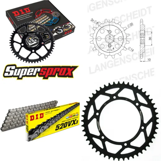 Chain Kit - Steel - for: HUSQVARNA CR125 92-94 12-49-116 DID520VX3 endless