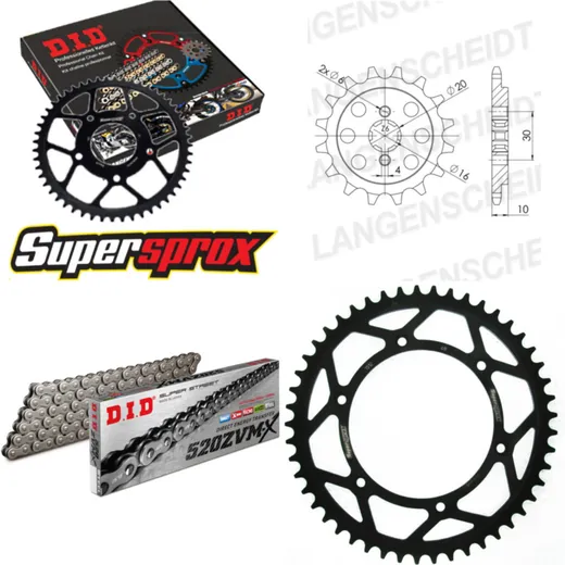 Chain Kit - Steel - for: HUSQVARNA CR125 92-94 12-49-116 DID520ZVM-X rivet