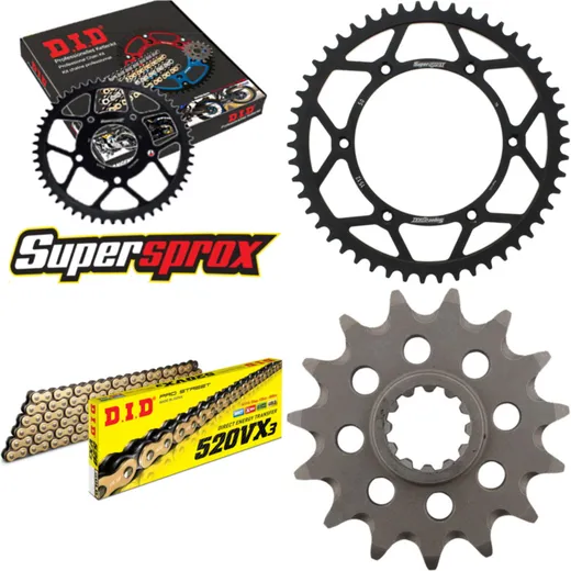 Chain Kit - Steel - for: HUSQVARNA TE350 90-91/TE450 02-04/TC5 15-50-116 DID520VX3(G&B) endless