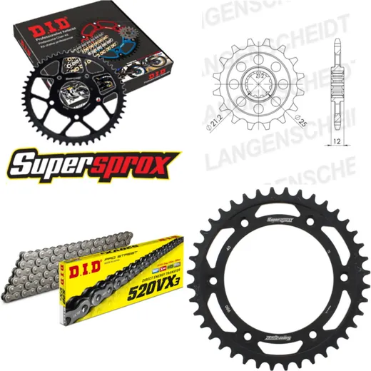 Chain Kit - Steel - for: HUSABERG FS650 C /E 01-08 15-40-110 DID520VX3 Clip