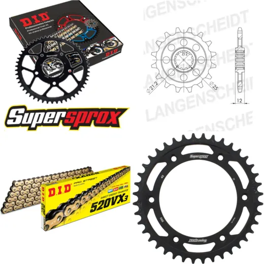 Kettensatz Stahl für: HUSABERG FS650 C /E 01-08 15-40-110 DID520VX3(G&B) Endlos