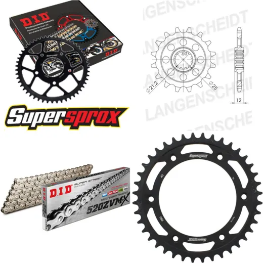 Kettensatz Stahl für: HUSABERG FS650 SM 04-07 15-40-112 DID520ZVM-X(S&S) Endlos