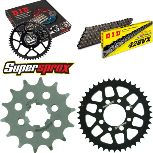 Chain Kit - Steel - for: SUZUKI TS80 X 84-87 14-42-120 DID428VX rivet