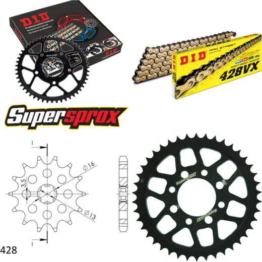 Chain Kit - Steel - for: SUZUKI TS80 ER 81-84 14-42-110 DID428VX(G&B) rivet