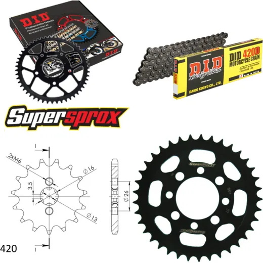 Chain Kit - Steel - for: SUZUKI LT50 L 98-03 11-37-078 DID420D Clip
