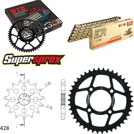 Chain Kit - Steel - for: SUZUKI GN125 /E 80km/h 95-96 12-42-114 DID428NZ(G&B) Clip