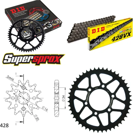Chain Kit - Steel - for: SUZUKI TS125 73-77 14-47-118 DID428VX endless